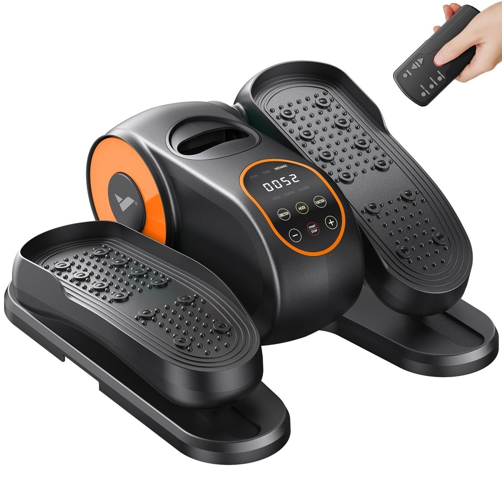 MERACH Under Desk Elliptical Machine 12 Speed‎ Remote Control Portable Orange
